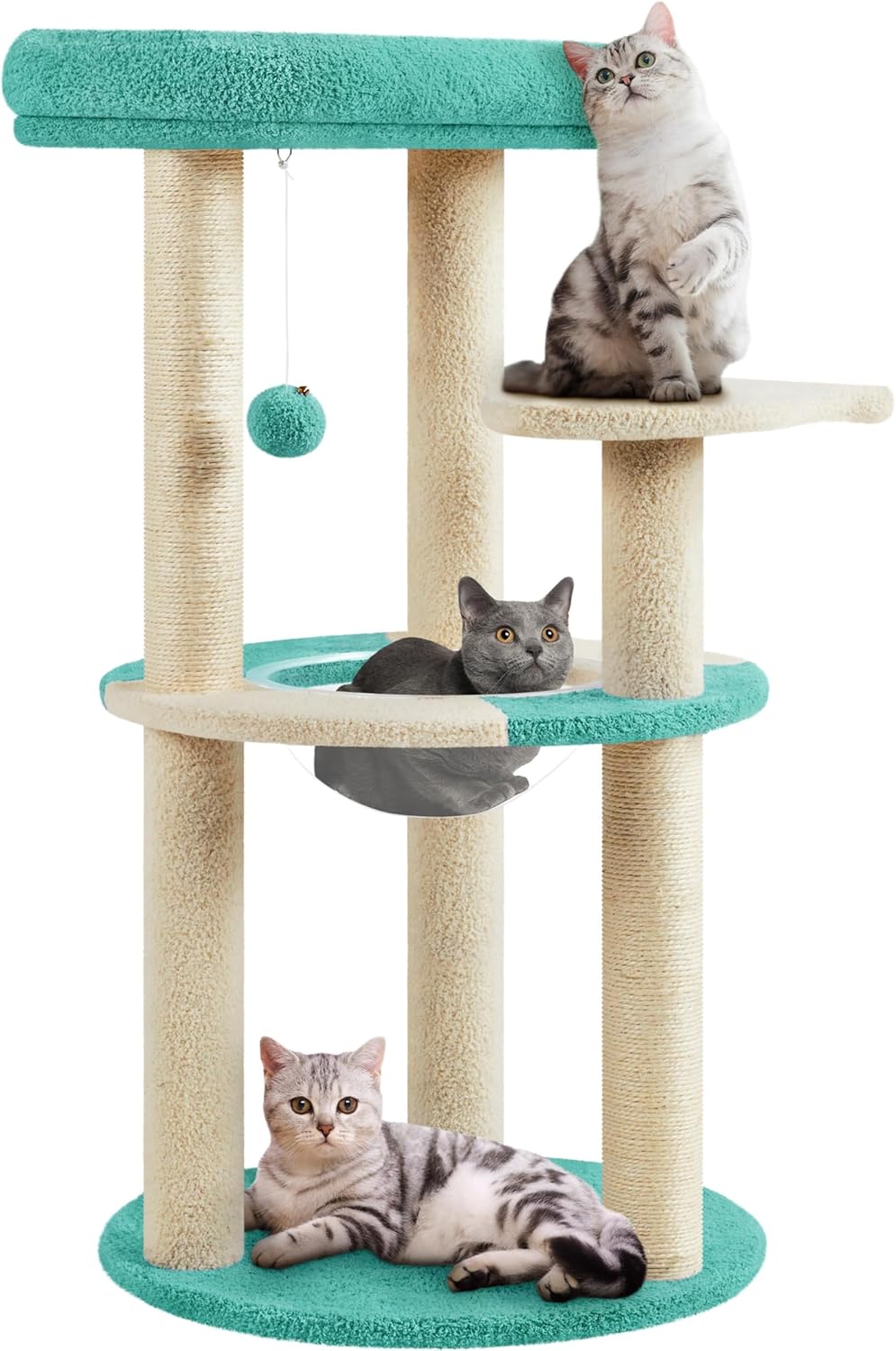 Yaheetech Cat Tree, 35.5in Cat Tower for Indoor Kittens, Kitty House with Scratching Posts & Padded Perch & Space Capsule, Cute Scratching Tree, Pet Furniture for Kittens, Blue/Beige