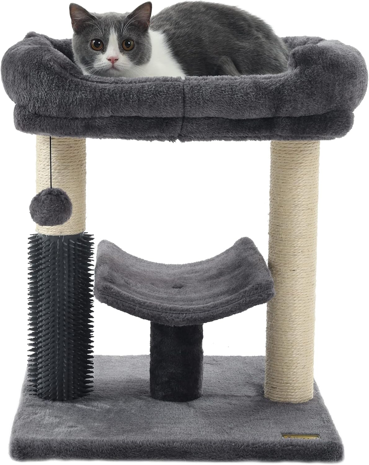 Hoopet cat Tree Tower,cat Scratching Post for Indoor Cats,Featuring with Super Cozy Perch,Cat Self Groomer and Interactive Dangling Ball Great for Kittens and Cats