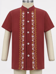 Kids Boys Mexican Guayabera Shirt Button Down Embroidered Shirt Cinco De Mayo Fiesta Shirts Casual
