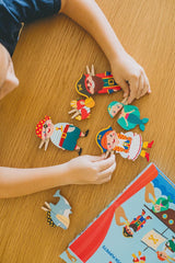 kipod- Clothespin Theater Pirate Puppets- Set of 6 Wooden Pirate Finger Puppets for Kids Ages 2+- Montessori- Imaginative Play Toy