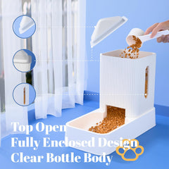 Automatic Cat Feeder and Water Dispenser 2Pcs, Dog Gravity Food Feeder and Water Bowl for Small Medium Pets Puppy Kitten, 3.5L/118.36oz Large Capacity, Easy to Clean (Orange)