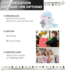 DolliBu Dolphin Hand Puppet Stuffed Animal with Silver Cross and Personalization - Baptism Gifts for Boys and Girls, Dedication Christening Gifts Plush Prayer Toy Healing Teddy Bear - 12 Inches