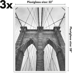 Americanflat 11x14 Picture Frame with Polished Front Cover - Set of 3 - Slide-In Photo Frame with Buildable Molding - Fusion Collection - Picture Frames for Wall Display - Black