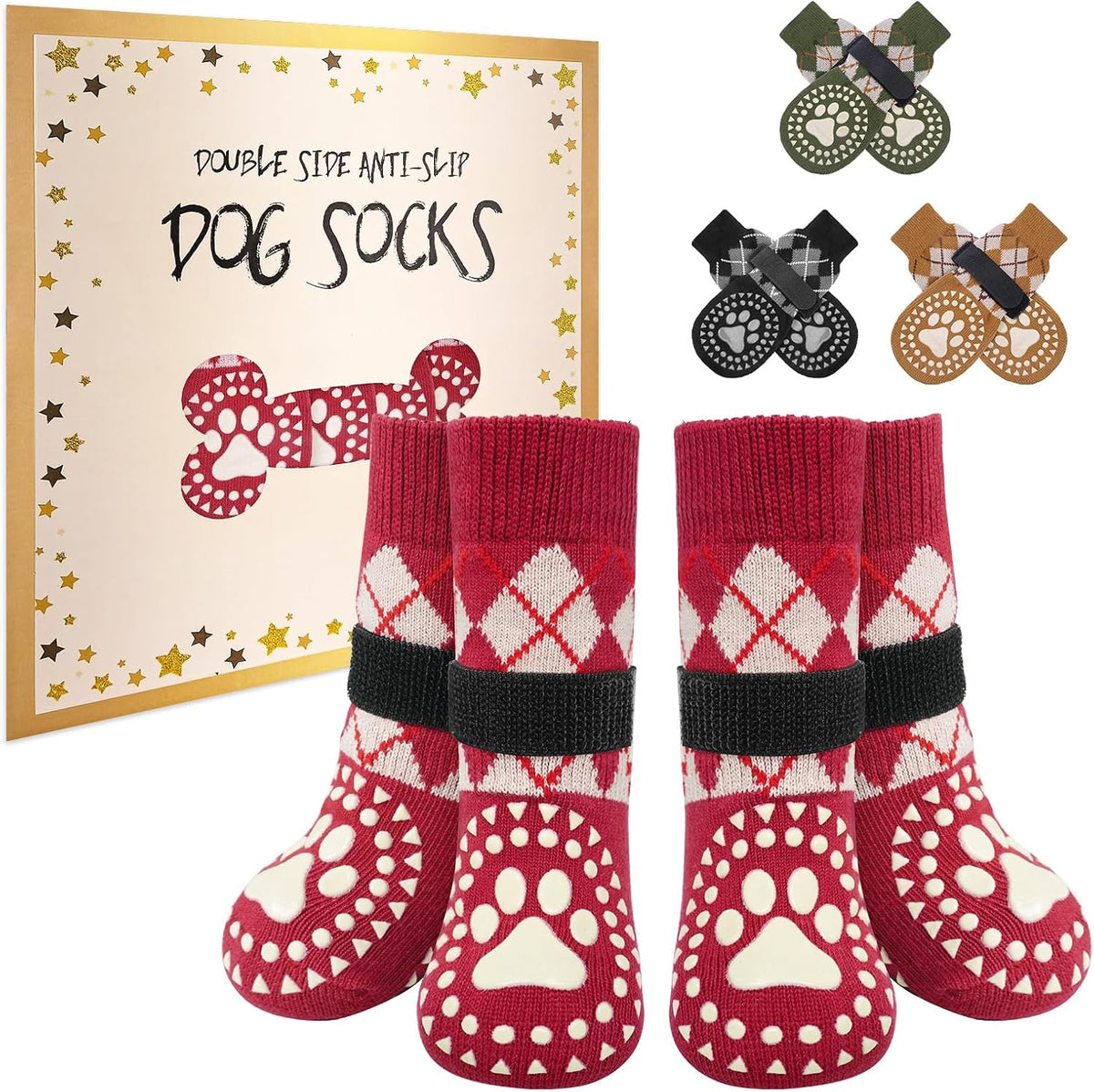 BEAUTYZOO Dog Socks for Hot/Cold Pavement to Prevent Licking Paws,Anti Slip Grippy Dog Boots&Paw Protectors for Hardwood Floors,Traction Control Shoes Booties for Puppy Small Medium Large Senior Dogs