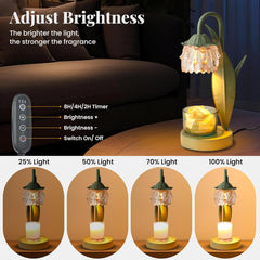 Flower Candle Warmer Lamp,Birthday Gifts for Women Mom,Candle Lamp with Timer Dimmer,Adjustable Height Wax Warmer, Wax Melt Lamp House Warming Gifts New Home Bedroom Office Decor (Flower Lamp)