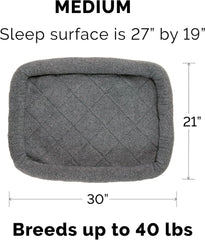 Furhaven Dog Bed for Small Dogs & Indoor Cats, 100% Washable, Sized to Fit Crates - Sherpa Fleece Bolster Crate Pad - Gray, Small