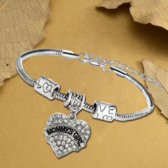 Daughter Bracelets Rhinestone Heart Charm Bracelets for Daughter Birthday Gifts from Mommy