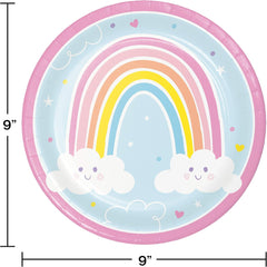 Creative Converting Happy Rainbow Paper Plates, 8 ct and Dessert Plates, 8 ct Bundle