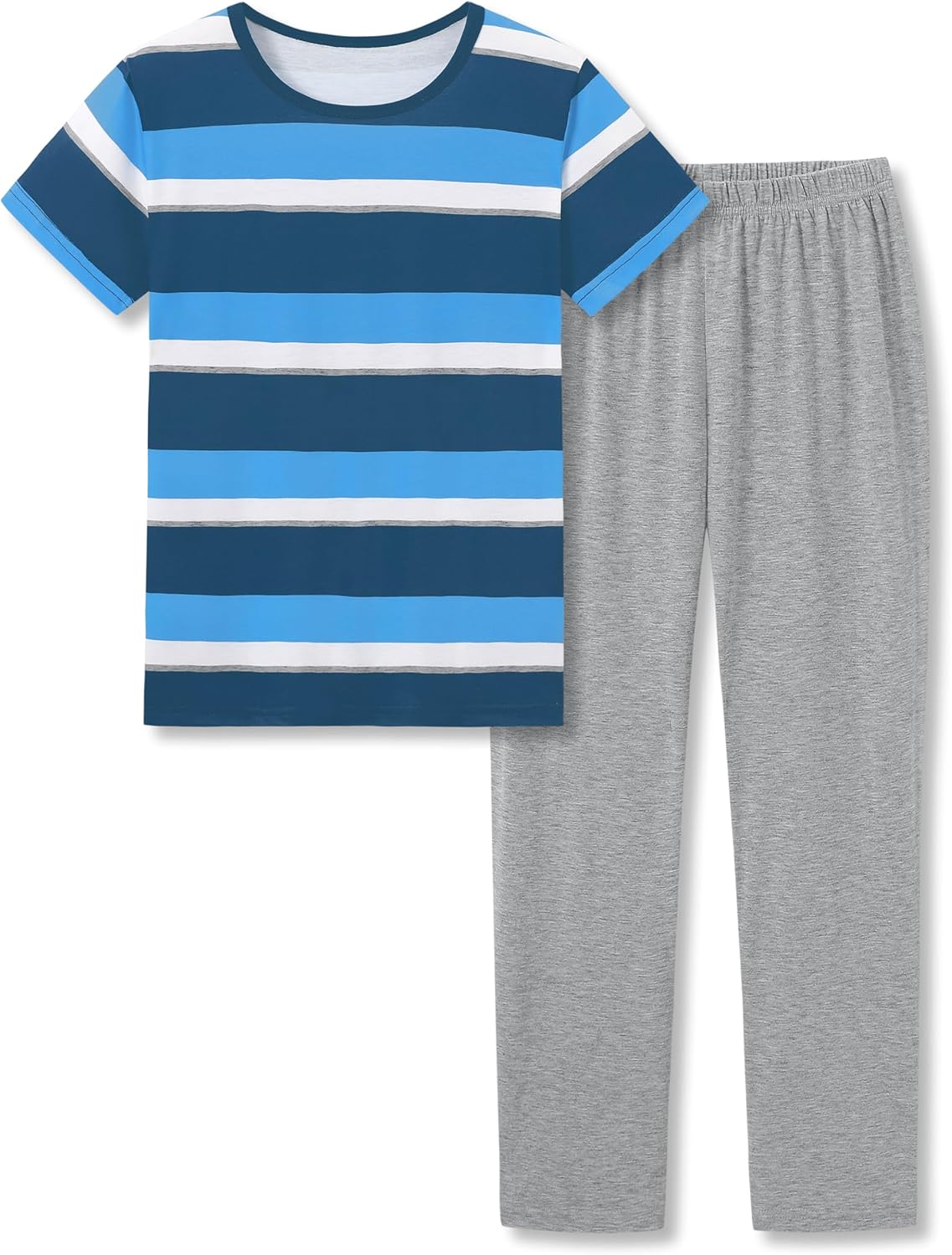Beezizac Boys Pajamas CATCH SOME Z ' S Striped Baseball 2-Piece Fun Short Sleeve & Pants PJs Kid Sleepwear Size 6-18