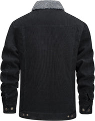 KEFITEVD Men's Corduroy Jacket Sherpa Lined Fleece Trucker Jackets Cotton Turn-down Collar Jacket Warm Winter Coat