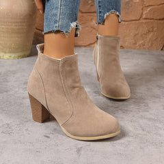 Fall Boots for Women 2025,Women's Ankle Boots Low Chunky Heeled Booties Casual Comfortable Fall Winter Pointed Closed Toe Short Boot for Women with Side Zipper