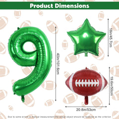 4Pcs Football Balloons,Football Birthday Number Mylar Foil Balloons,Sports Theme Birthday Party Decorations Supplies for Adults Men (Number 6)