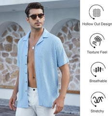 Damipow Mens Casual Button Down Shirts Short Sleeve Fashion Vacation Beach Shirts