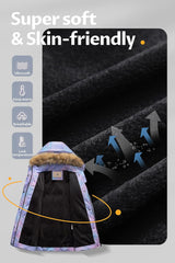 CREATMO US Girl's Winter Fleece Lined Long Parka Puffer Coat Thicken Ski Jacket With Fur Trim Hood