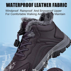Women'S Waterproof Winter Snow Boots Warm Fur Lined Comfort Non-Slip Soft Bottom Outdoor Walking Boots Shoes