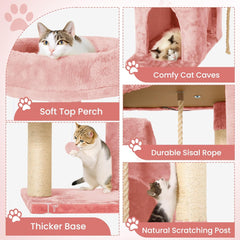 58.5inch Large Cat Tree Tower Condo for Indoor Cats, Soft Plush Multi-Level Climbing Tree Cat House with 1 360° Rotating Cat Cave, Scratching Post, More Entrance/Exit, Sisal Rope, Grey Black