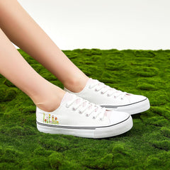 ZGR Womens White Tennis Shoes for Women,Lace up Canvas Sneakers,Casual Walking Canvas Shoes