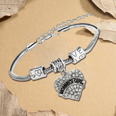 Daughter Bracelets Rhinestone Heart Charm Bracelets for Daughter Birthday Gifts from Mommy