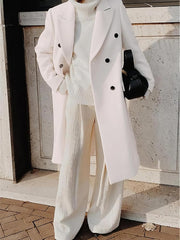 IDEALSANXUN Womens Long Wool Coats Fall Winter Double Breasted Trench Coat Peacoat