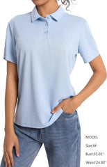 5 Pack Women's Polo Shirts Short Sleeve 3 Buttons Collared Uniform Tops Moisture-Wicking T-Shirts for Work & Casual