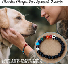 Dog Memorial Gift Set,Paw Print Shape Ornament to Remember Dog or Cat,Walunt Hardwood,Rainbow Bridge Pet Memorial Bracelet,Sympathy Gifts for Women Men Who Lost Pets