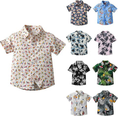 Hawaiian Shirt Boys Kids Short Sleeve Button Down Shirts Lapel Neck Tropical Summer Casual Top Toddler Baby Clothes