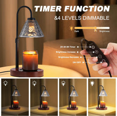 Candle Warmer Lamp with Timer Dimmable, Birthday Gifts for Women Mom, House Warming Gifts New Home Decor, Wax Melt Warmer for Jar Candles, Home Bedroom Decor with 2 Bulbs(Glazed Black)