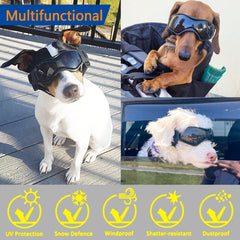 Dog Goggles for Medium Dogs, Dog Sunglasses Medium Breed, Dog Glasses UV Protection Wind Protection Dust Protection with Adjustable Strap for Medium Breed (Medium Black)