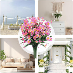 Faux Daisy Flowers | Fake Plants,UV Resistant Artificial Shrubs for Indoor Outside, Realistic Greenery for Home Planter