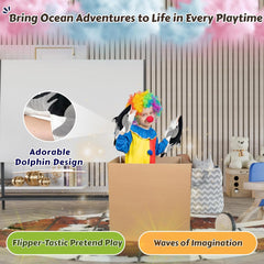 15” Animal Hand Puppets for Kids – Forest & Twelfth Hand Puppets to Spark Imaginations & Encourage Creative Play, Fun Animal Puppets for Kids Ages 0+ (Blue Dolphin)