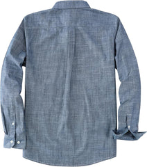Dubinik® Chambray Shirt Men Long Sleeve Cotton Work Shirts with 2 Pockets Casual Button Down
