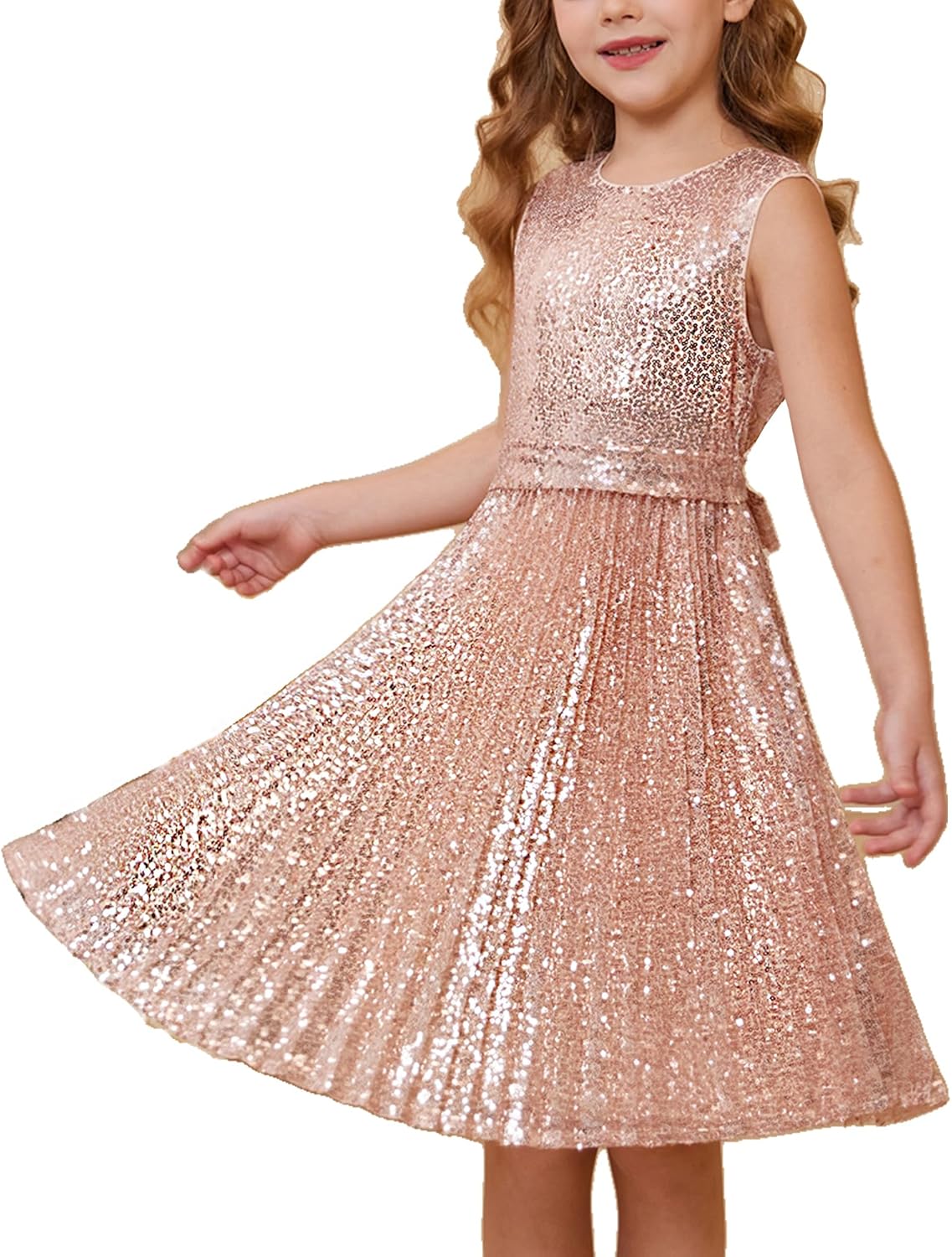 GRACE KARIN Girls Sequin Dress Sleeveless Prom Party Formal Graduations Fancy Tween Girls Dresses Size 5-12