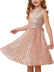 GRACE KARIN Girls Sequin Dress Sleeveless Prom Party Formal Graduations Fancy Tween Girls Dresses Size 5-12