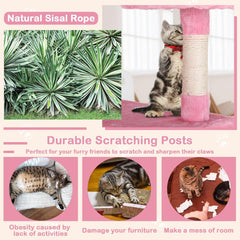 Heavy Duty Cat Tree with 70-Inch Tall Tower, 3 Perches & 2 Cozy Condos, Sisal Pole & Ladders for Large Cats, Beige