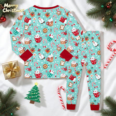 Boys Holiday Themed Long Sleeve Pajama Set Festive Print Family Sleepwear Soft Two Piece Loungewear For Kids