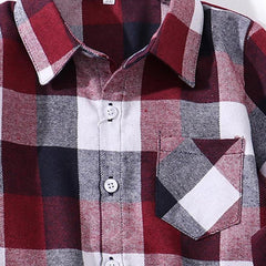 Boys Plaid Flannel Long Sleeve Shirt Button Down Shirts Cotton Lapel Tee Trendy Tops Casual Fall Clothes with Pocket