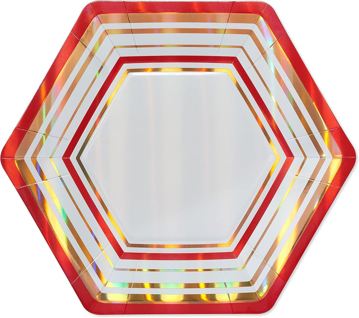 Papyrus Dinner Plates, Gold & Red Stripes (8-Count)