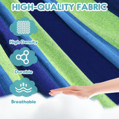 Anyoo Garden Cotton Hammock Comfortable Fabric Hammock with Spreader Bar Sturdy Hammocks Up to 450lbs Portable Lightweight Hammocks with Travel Bag for Camping Outdoor/Indoor Patio Backyard