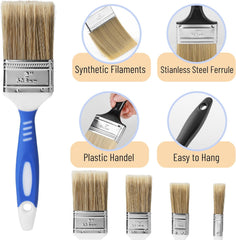 Bates- Paint Brushes for Walls, 0.5", 1", 1.5" & 2", 5 Pack, Synthetic Bristle, Shatterproof Handle, Stain Brush, Furniture Paint Brush, Wall Paint Brushes for Painting Walls, Painting Brush