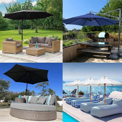 Parasol Canopy 6/8 Arms 5/7.5/8/9/10/11.5ft Umbrella Replacement Canopy Waterproof All Seasons Gazebo for Garden, Deck, Backyard, Pool