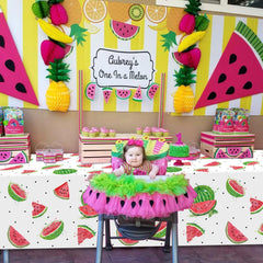 4Pcs Watermelon Party Tablecloth, Rectangular Plastic Watermelon Table Covers, Watermelon Birthday Party Supplies for Kids Birthday Baby Shower Summer Fruit Party, 86 x 51 Inch