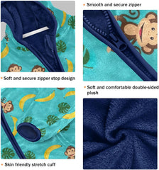 CHIFIGNO Cartoon Monkeys Cute Toddler Zip up Hoodie Fleece Outerwear Jackets for Fall Winter 3T