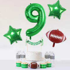 4Pcs Football Balloons,Football Birthday Number Mylar Foil Balloons,Sports Theme Birthday Party Decorations Supplies for Adults Men (Number 6)