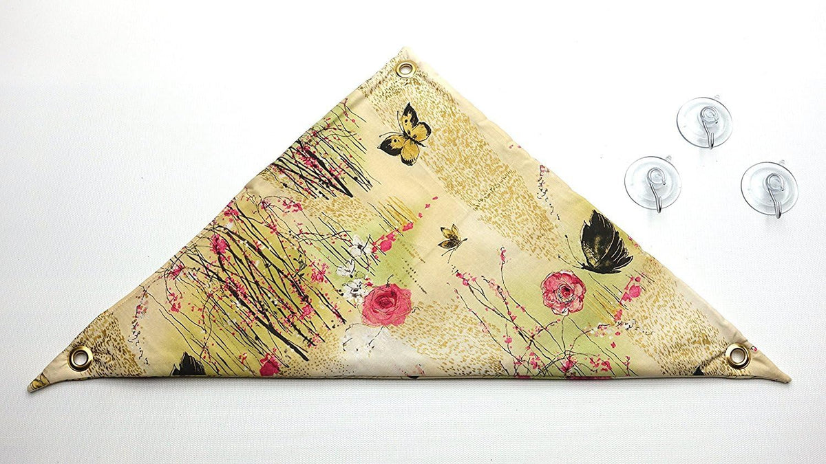 Hammock for Bearded Dragons, Asian Little Pink Flowers and Butterflies Fabric with Suction Cup Hooks