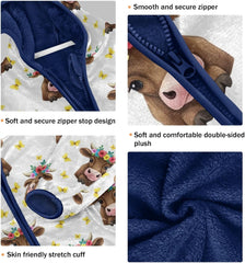 CHIFIGNO Cute Brown Cow Toddler Zip up Hoodie Fleece Outerwear Jackets for Fall Winter 3T