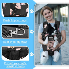 Petmolico Pet Dog Carrier Backpack, Adjustable Dog Legs-Out Front Backpack, Hands-Free Cat Pup Front Carrier Travel Bag, Easy-fit for Traveling Hiking for Small Medium Dogs, XL, Black