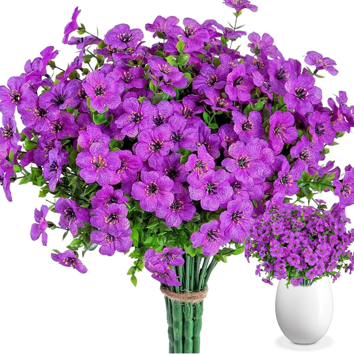 Artificial Flowers - Faux Artificial Plants Uv Resistant | Faux Bouquet Spring Decor Flowers | Waterproof Flower Arrangements for Porch Home Yard Garden Window Pot Vase Wedding Outdoor