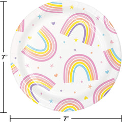 Creative Converting Happy Rainbow Paper Plates, 8 ct and Dessert Plates, 8 ct Bundle