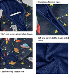 CHIFIGNO Cute Astronauts Kids Warm up Jacket Fleece Jacket for Fall Winter 3T