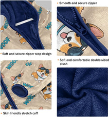 CHIFIGNO Cute Dogs Beige Toddler Boy Zip up Hoodie Sweatshirt Jacket for Fall Winter 3T